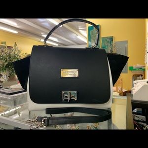 Valentino Zella Handbag Black WHITE GEN leather